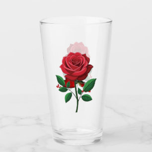 Romantischer roter Rosen Botanik Glasbecher Glas