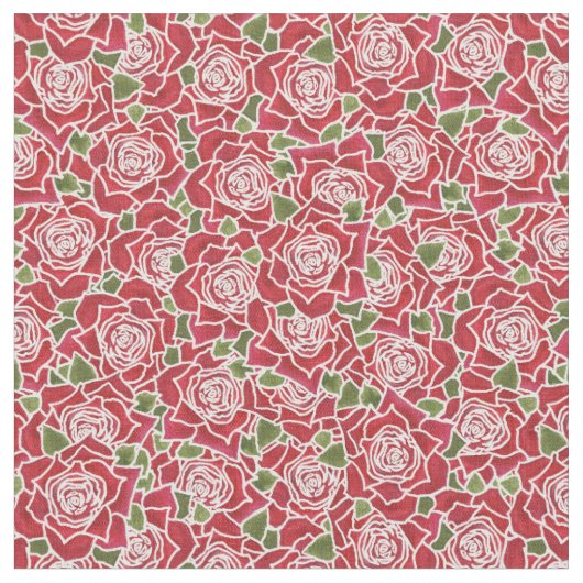 Romantischer roter Rosenmusterstoff Stoff (Nahaufnahme)