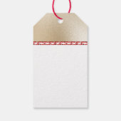 Romantischer roter Satin-Bogen auf Gold Weihnachte Geschenkanhänger (Rückseite)