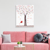 ROMANTISCHER ROTER SCHWARZER HEIZENBAUM MIT SCHWEI LEINWANDDRUCK (Insitu (Wohnzimmer))