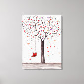 ROMANTISCHER ROTER SCHWARZER HEIZENBAUM MIT SCHWEI LEINWANDDRUCK (Vorderseite)