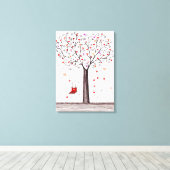 ROMANTISCHER ROTER SCHWARZER HEIZENBAUM MIT SCHWEI LEINWANDDRUCK (Insitu (Holzboden))