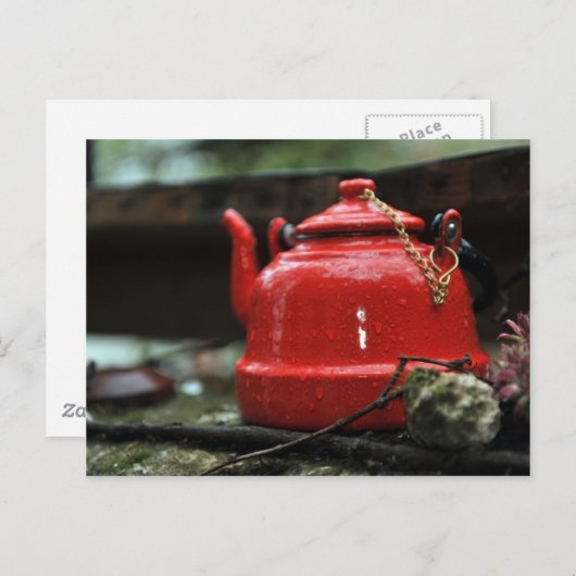 Romantischer Roter Tee Kettle Postkarte (Vorne/Hinten)