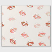 Romantischer roter und rosa Lippenstift-Kuss Geschenkpapier (Flach)
