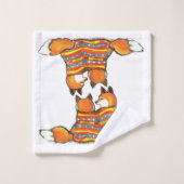 Romantischer Rotfuchs Orange auf Weiß Badhandtuch Set (Waschlappen)