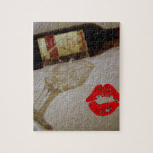 Romantischer Rotweingläser I des Kusses Liebe-Wei Puzzle