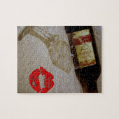 Romantischer Rotweingläser I des Kusses Liebe-Wein Puzzle (Horizontal)