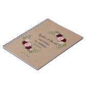 Romantischer, rustikaler Marsala Floral Weddingpla Notizblock (Linke Seite)