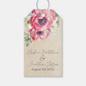 Romantischer Rustikaler Rosa & Weißer Ranunculus Geschenkanhänger (Vorderseite)