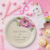 Romantischer Rustikaler Rosa & Weißer Ranunculus Pappteller (Party)