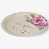 Romantischer Rustikaler Rosa & Weißer Ranunculus Pappteller (Schrägansicht)