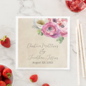 Romantischer Rustikaler Rosa & Weißer Ranunculus Serviette (Beispiel)