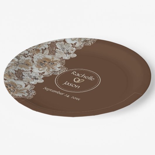 Romantischer rustikaler Western Land Leder und Spi Pappteller (Schrägansicht)