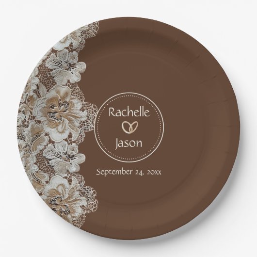 Romantischer rustikaler Western Land Leder und Spi Pappteller (Vorderseite)