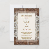 Romantischer rustikaler Western Land Leder und Spi Save The Date (Vorderseite)
