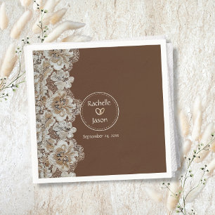 Romantischer rustikaler Western Land Leder und Spi Serviette