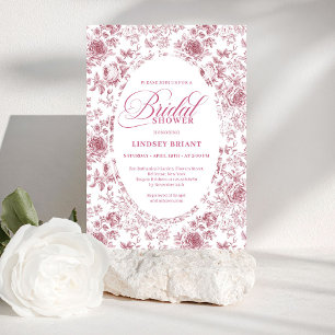 Romantischer Samt-Rosen-Blumen-Toile-Braut-Party Einladung