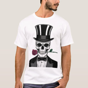 Romantischer Schädel mit Rose - Thapper Halloween T-Shirt