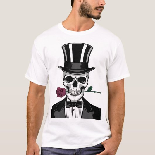 Romantischer Schädel mit Rose - Thapper Halloween  T-Shirt (Vorderseite)