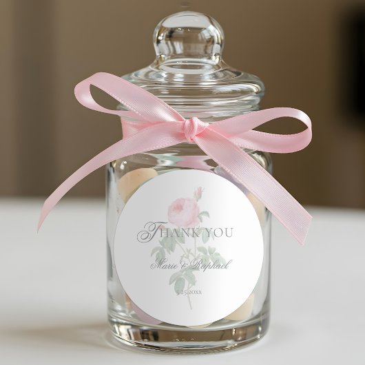 Romantischer, schicker französischer Rosen-Botanik Runder Aufkleber