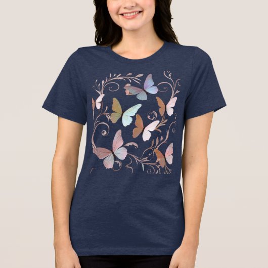 Romantischer Schmetterling Tri-Blend Shirt (Vorderseite)