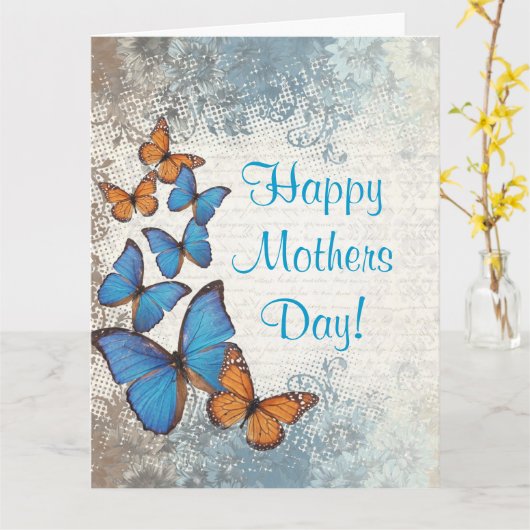 Romantischer Schmetterlingsmuttertag Karte (Gelbe Blume)