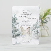 Romantischer Schneewald Wasserfarbe Einladung (Stehend Vorderseite)
