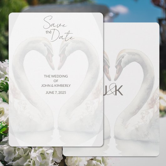 Romantischer Schwan Wedding Save the Date Card