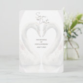 Romantischer Schwan Wedding Save the Date Card (Stehend Vorderseite)