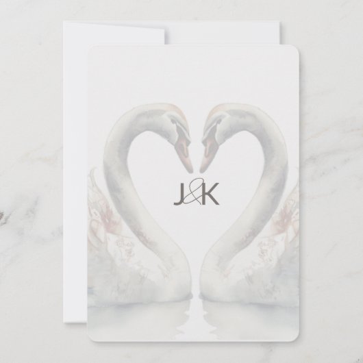 Romantischer Schwan Wedding Save the Date Card (Rückseite)