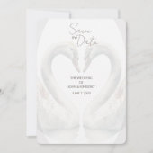 Romantischer Schwan Wedding Save the Date Card (Vorderseite)