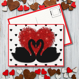 Romantischer Schwanenherz Valentinstag Feiertagspostkarte