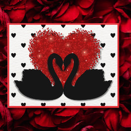 Romantischer Schwanenherz Valentinstag Feiertagspostkarte