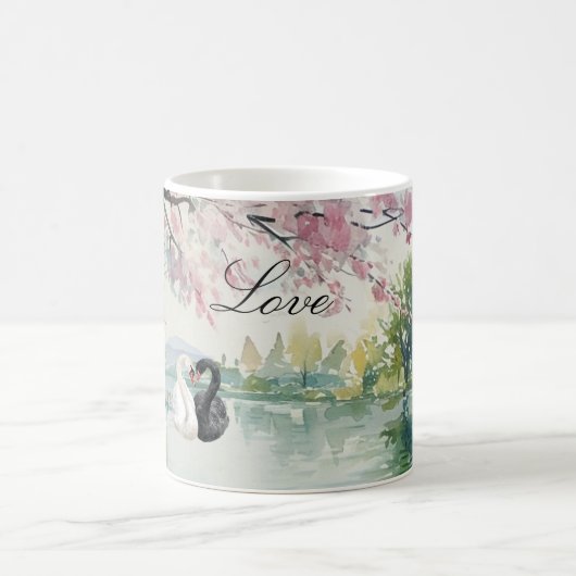 Romantischer Schwanensee Liebe Kaffeetasse (Mittel)