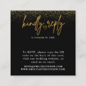 Romantischer schwarzer und goldener QR-Code Hochze Begleitkarte (Vorderseite)