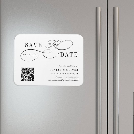 Romantischer, schwungvoller Kalligrafie-QR-Code Sa Magnet