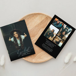 Romantischer Script Black Foto Collage Abschluss Ankündigung