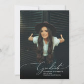 Romantischer Script Black Foto Collage Abschluss Ankündigung (Vorderseite)