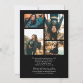 Romantischer Script Black Foto Collage Abschluss Ankündigung (Rückseite)