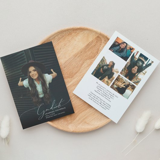 Romantischer Script Foto Collage Abschluss Ankündigung