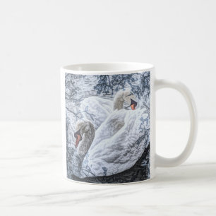 romantischer See mit weißem Schwan Kaffeetasse