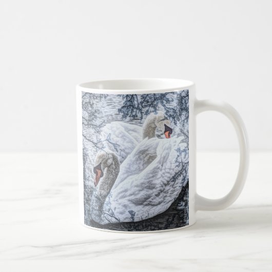 romantischer See mit weißem Schwan Kaffeetasse (Rechts)