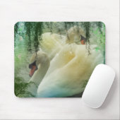 Romantischer See Schwimmen Weiße Schwäne Mousepad (Mit Mouse)