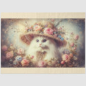 Romantischer Shabby-Chic-Blumen-Katzendekoupage  Seidenpapier (Vorderseite)