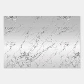 Romantischer silberfarbener Spitzenmarmor Geschenkpapier Set (Vorderseite 3)
