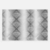 Romantischer silberfarbener Spitzenmarmor Geschenkpapier Set (Vorderseite 2)