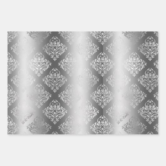 Romantischer silberfarbener Spitzenmarmor Geschenkpapier Set (Vorderseite 2)