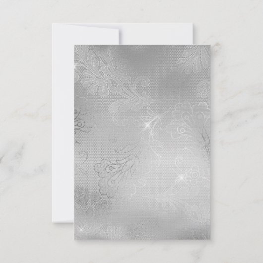 Romantischer Silberlace Wedding RSVP (Rückseite)