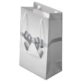 Romantischer silberner Band-u. Edelstein-Bogen Kleine Geschenktüte (Rückseite Schrägansicht)