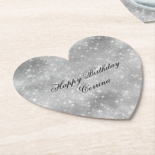 Romantischer silberner Glitzer-Geburtstag Untersetzer (angewinkelt)
